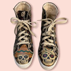 Goby Day of the Dead High Tops Skulls Dias de las Muertas Size 38 Halloween!